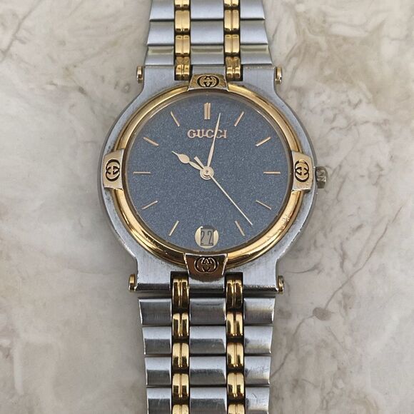 Vintage GUCCI 9000M Gold Plated & Stainless Steel Wristwatch - Unisex - Picture 5 of 16